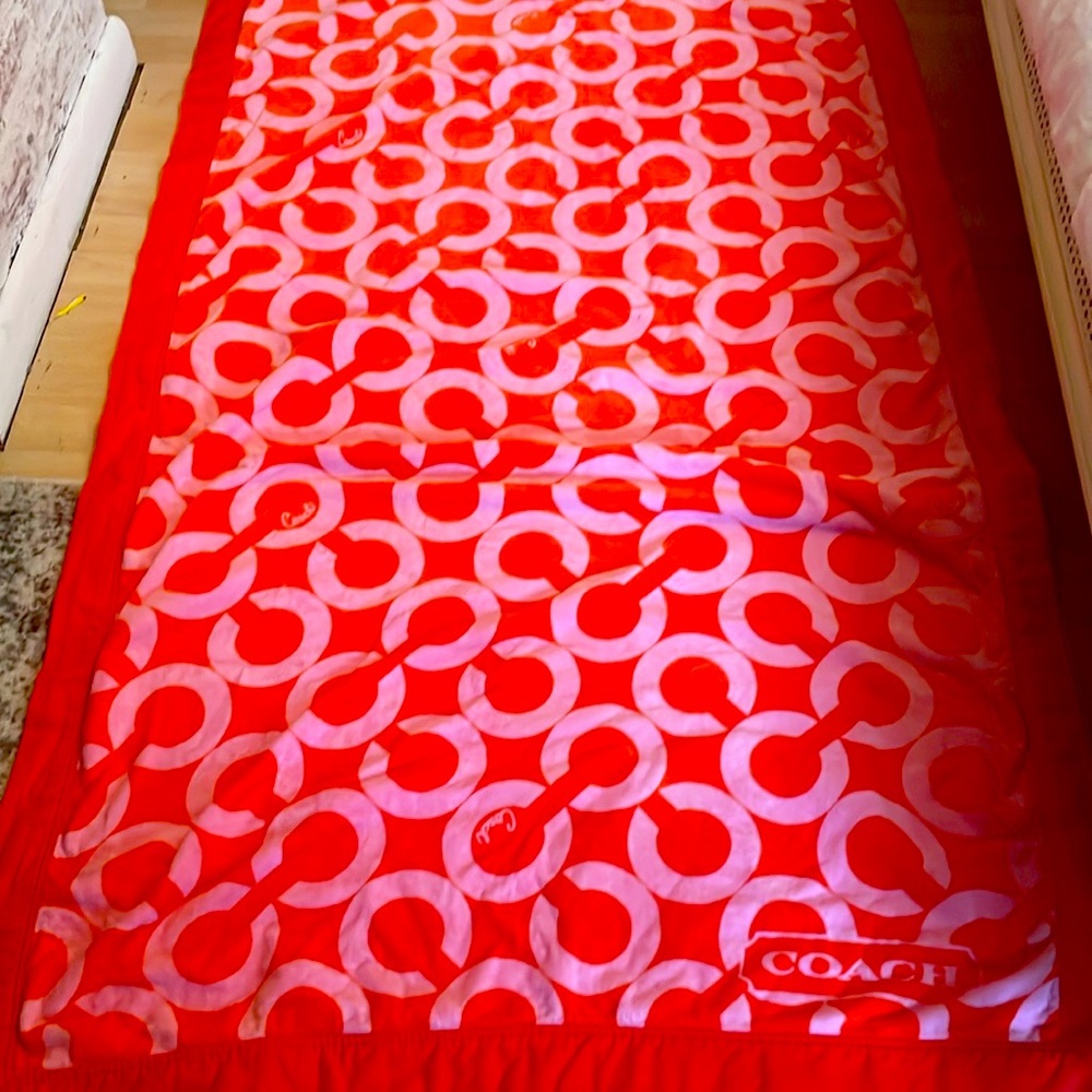 Coach Luxurious Y2K Beach towel Bright Orange and Light Pink